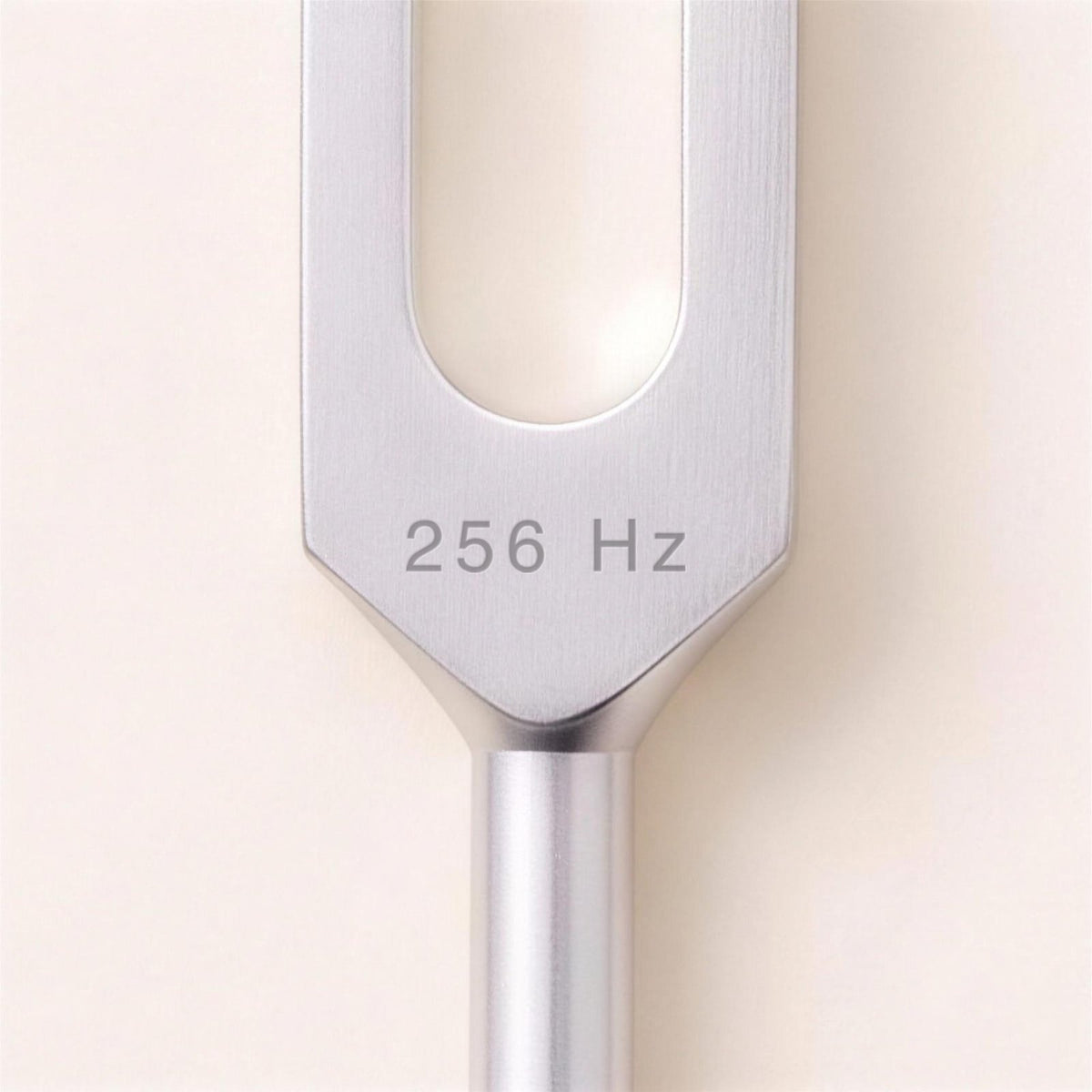 Close-up of the 256 Hz fork below the prongs, engraved 256 Hz.